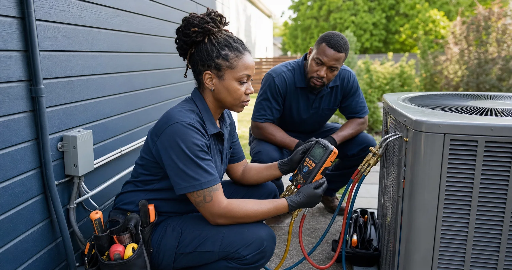 Skilled technician inspecting mechanical equipment
